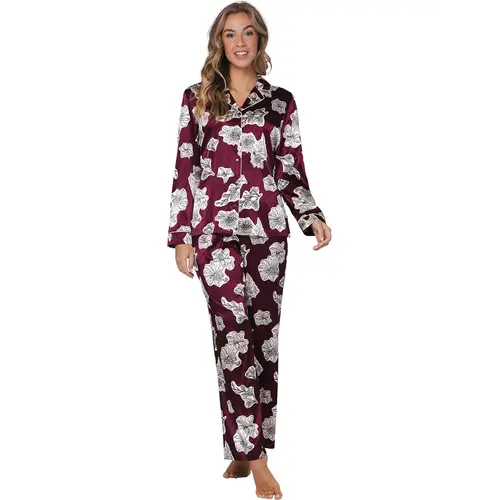 Pastunette Dames Pyjama Satijn - Lange mouwen - Burgundy Pastunette Dames Pyjama Satijn - Lange mouwen - Burgundy