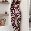 PPastunette Dames Pyjama Satijn - Lange mouwen - Burgundy