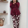 Pastunette premium dames pyjama lange mouwen - Viscose - Burgundy