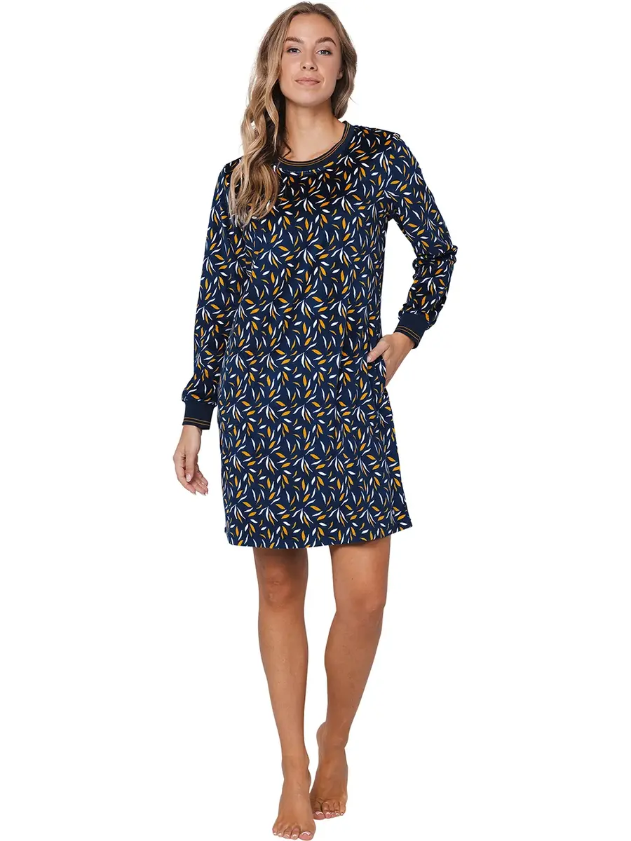 Pastunette Fleece dames nachthemd - lange mouwen - Winter nachtjapon lange mouwen