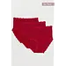 Nina von C 3-pack dames Taille slips - Kanten modal dames onderbroek - Katoenen kruisje - Rood