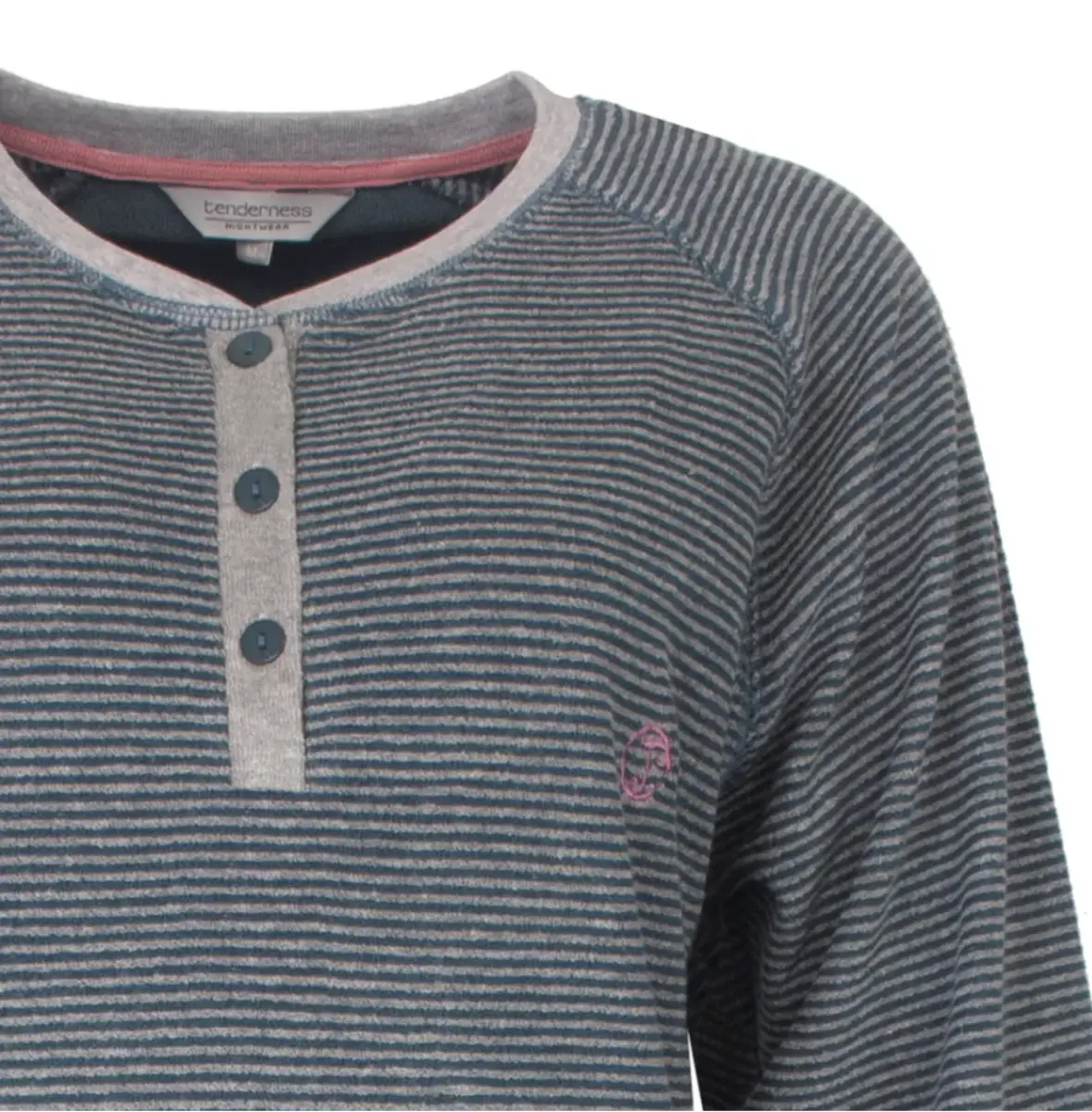 Tenderness badstof dames nachthemd lange mouw - Petrol