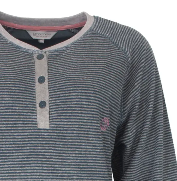 Tenderness badstof dames nachthemd lange mouw - Petrol