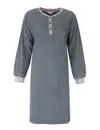 Tenderness badstof dames nachthemd lange mouw - Petrol