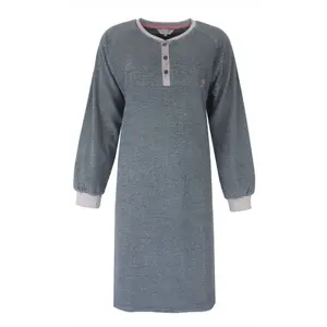 Tenderness badstof dames nachthemd lange mouw - Petrol