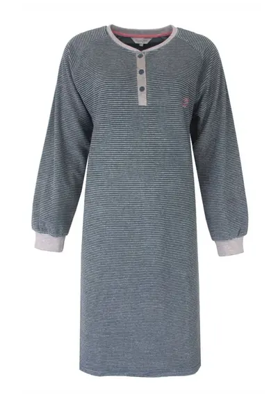 Tenderness badstof dames nachthemd lange mouw - Petrol