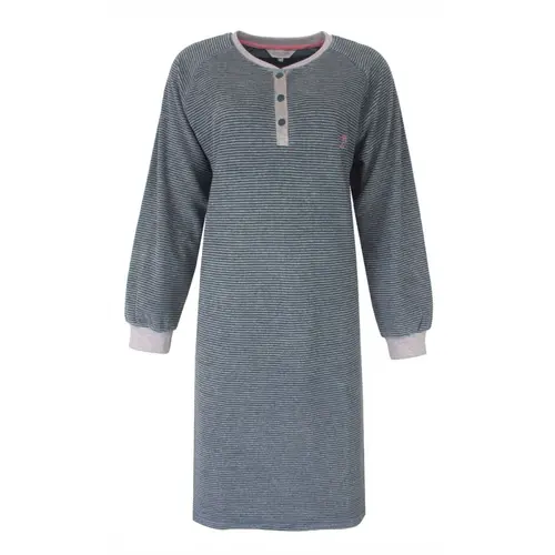 Tenderness badstof dames nachthemd lange mouw - Petrol