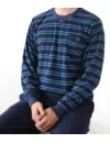 Paul Hopkins Badstof pyjama heren - Blue Stripe