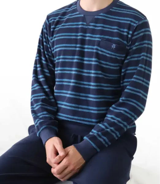 Paul Hopkins Badstof pyjama heren - Blue Stripe