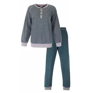 Tenderness dames pyjama Badstof - Knoopsluiting - Petrol Tenderness dames pyjama Badstof - Knoopsluiting - Petrol