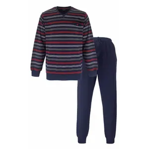 Paul Hopkins Badstof pyjama heren V-hals - Winter Blue