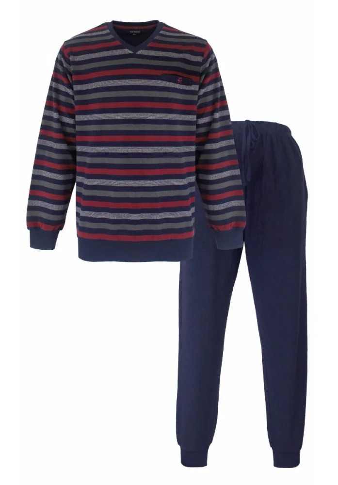 Paul Hopkins Badstof pyjama heren V-hals - Winter Blue Paul Hopkins Badstof pyjama heren V-hals - Winter Blue