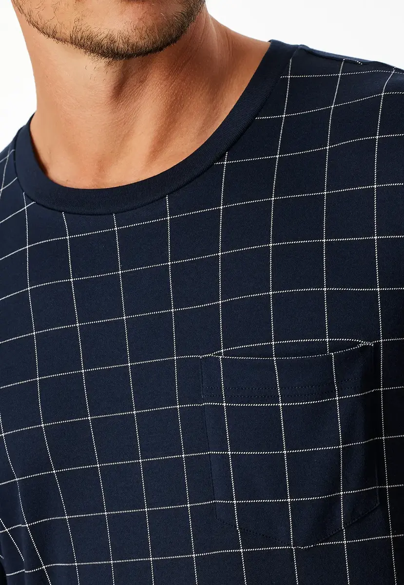 Schiesser heren pyjama extra lang - Blauw Ruit- NOS -