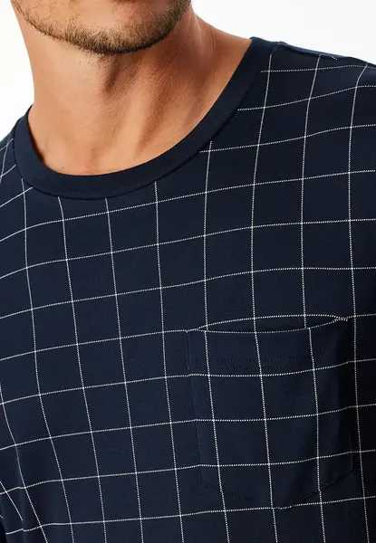 Schiesser heren pyjama extra lang - Blauw Ruit- NOS - Schiesser heren pyjama extra lang - Blauw Ruit- NOS -