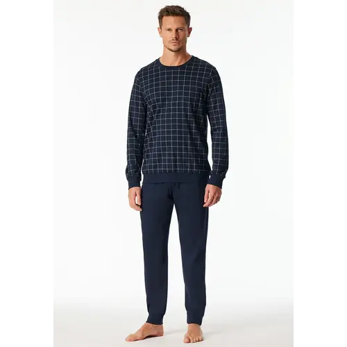Schiesser heren pyjama extra lang - Blauw Ruit- NOS -
