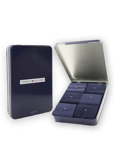 Tommy Hilfiger 6-paar sokken - Heren cadeau verpakking Tommy Hilfiger 6-paar sokken - Heren cadeau verpakking