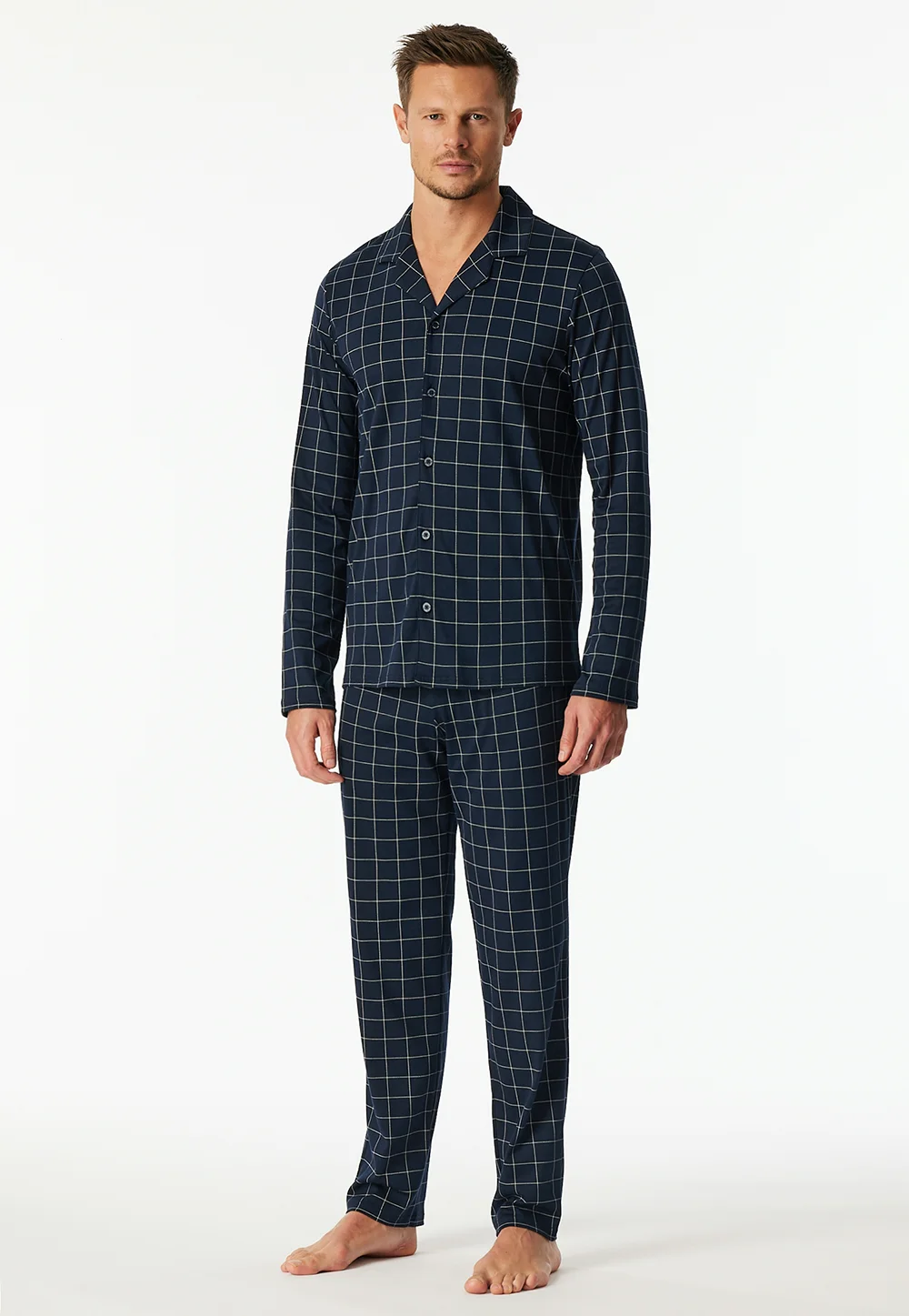 Schiesser heren pyjama lang - Knoopsluiting