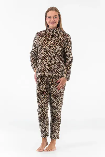 Gaubert dames Huispak Fleece - Pyjama Panter - Loungeset  - Vrouwen warm pyjama pak - loungewear  - Copy