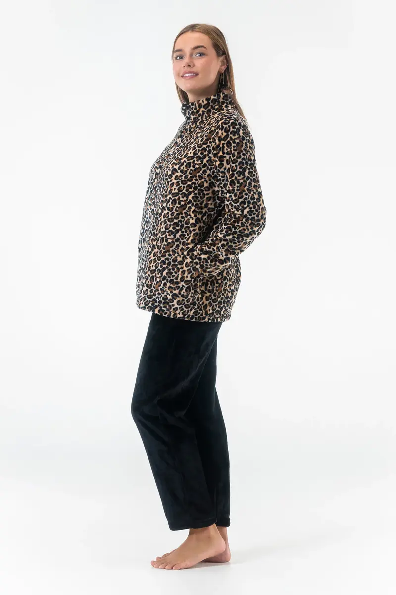 Gaubert dames huispak Fleece - Loungeset met rits  - Vrouwen warm pyjama pak - loungewear