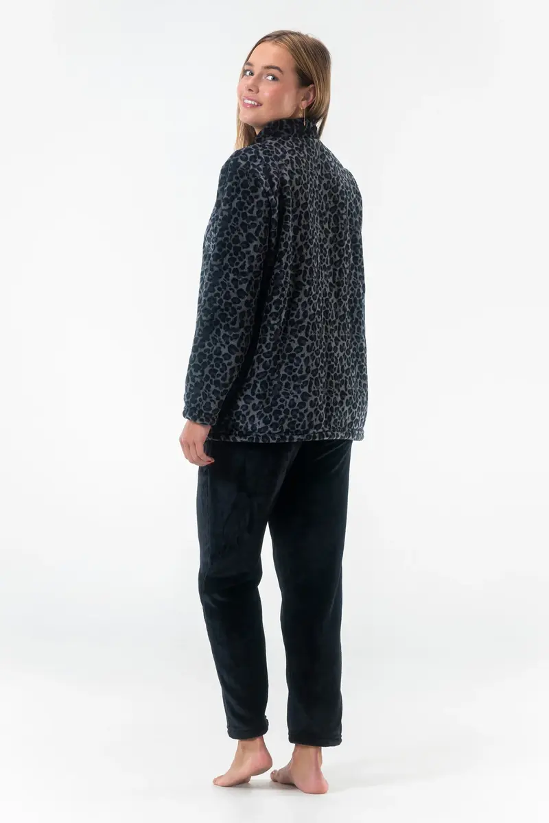 Gaubert dames huispak Fleece - Loungeset met rits  - Vrouwen warm pyjama pak - loungewear