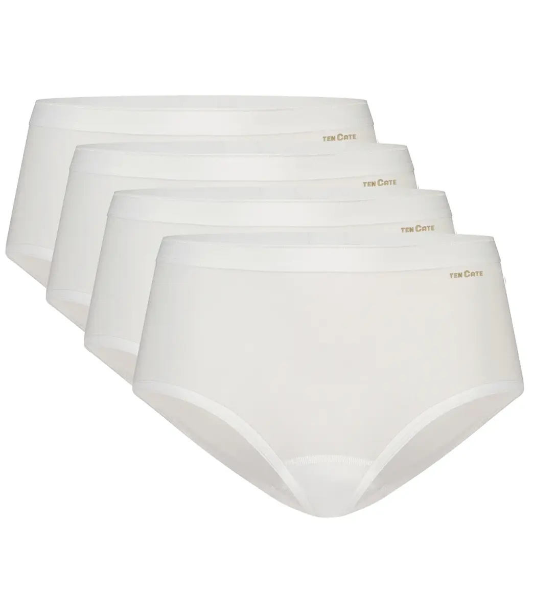 Ten Cate 4-Pack midi dames slips - 32418 - Ten cate ondergoed dames - Biologisch katoenen dames heup slips - Badstof kruisje