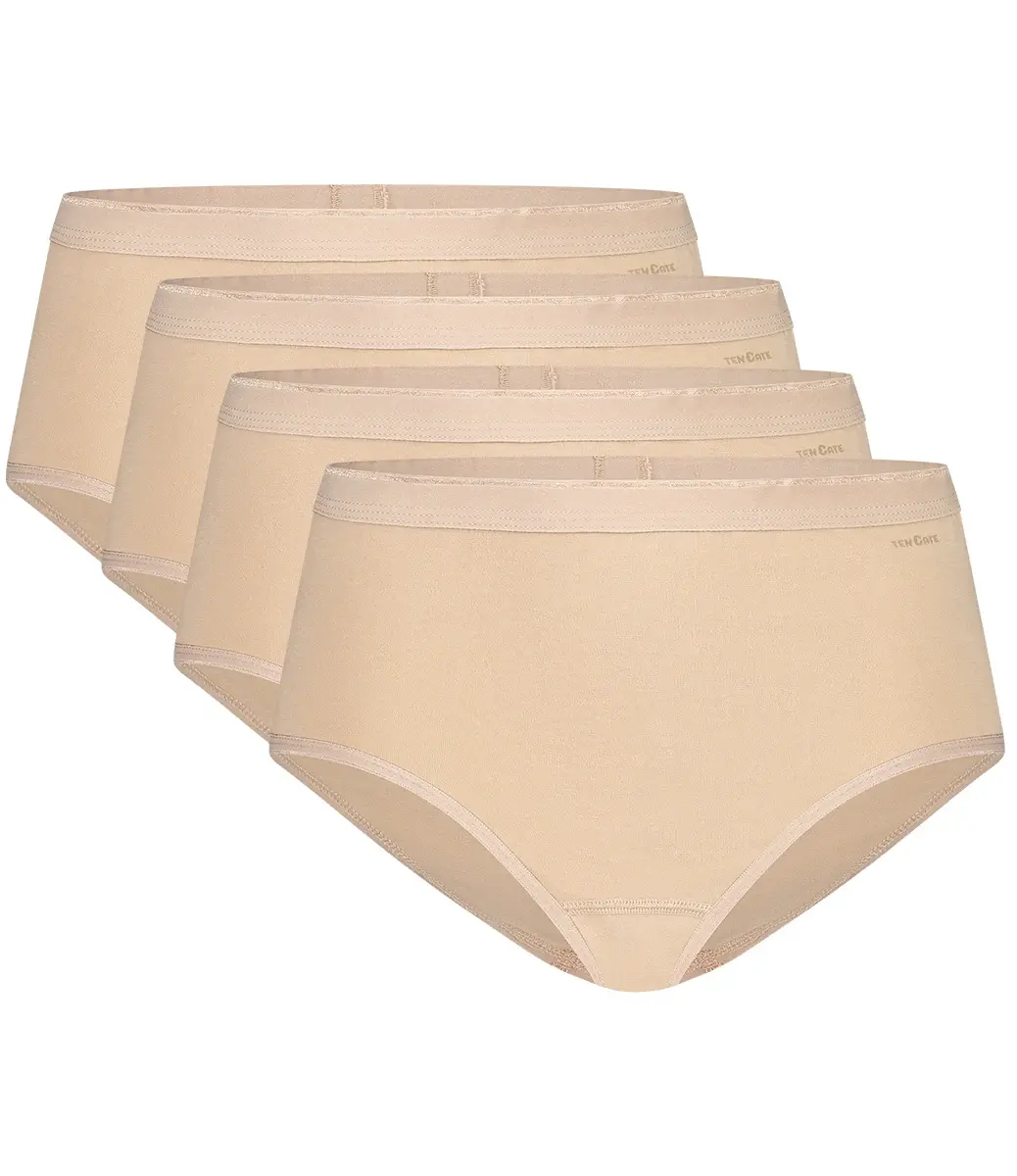 Ten Cate 4-Pack midi dames slips - 32418 - Ten cate ondergoed dames - Biologisch katoenen dames heup slips - Badstof kruisje