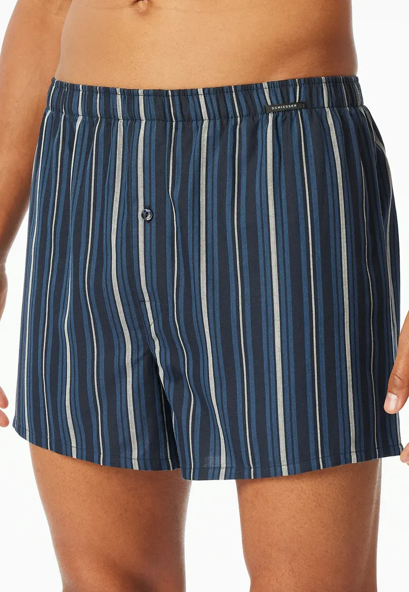 Schiesser 2-Pack heren wijde boxershort katoen woven - Losse blauwe 100% katoenen boxershorts Schiesser 2-Pack heren wijde boxershort katoen woven - Losse blauwe 100% katoenen boxershorts