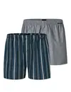 Schiesser 2-Pack heren wijde boxershort katoen woven - Losse blauwe 100% katoenen boxershorts