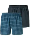Schiesser 2-Pack heren wijde boxershort katoen woven - Losse blauwe 100% katoenen boxershorts