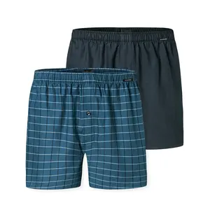 Schiesser 2-Pack heren wijde boxershort katoen woven - Losse blauwe 100% katoenen boxershorts Schiesser 2-Pack heren wijde boxershort katoen woven - Losse blauwe 100% katoenen boxershorts