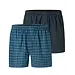 Schiesser 2-Pack heren wijde boxershort katoen woven - Losse blauwe 100% katoenen boxershorts - Zwart/Blauw