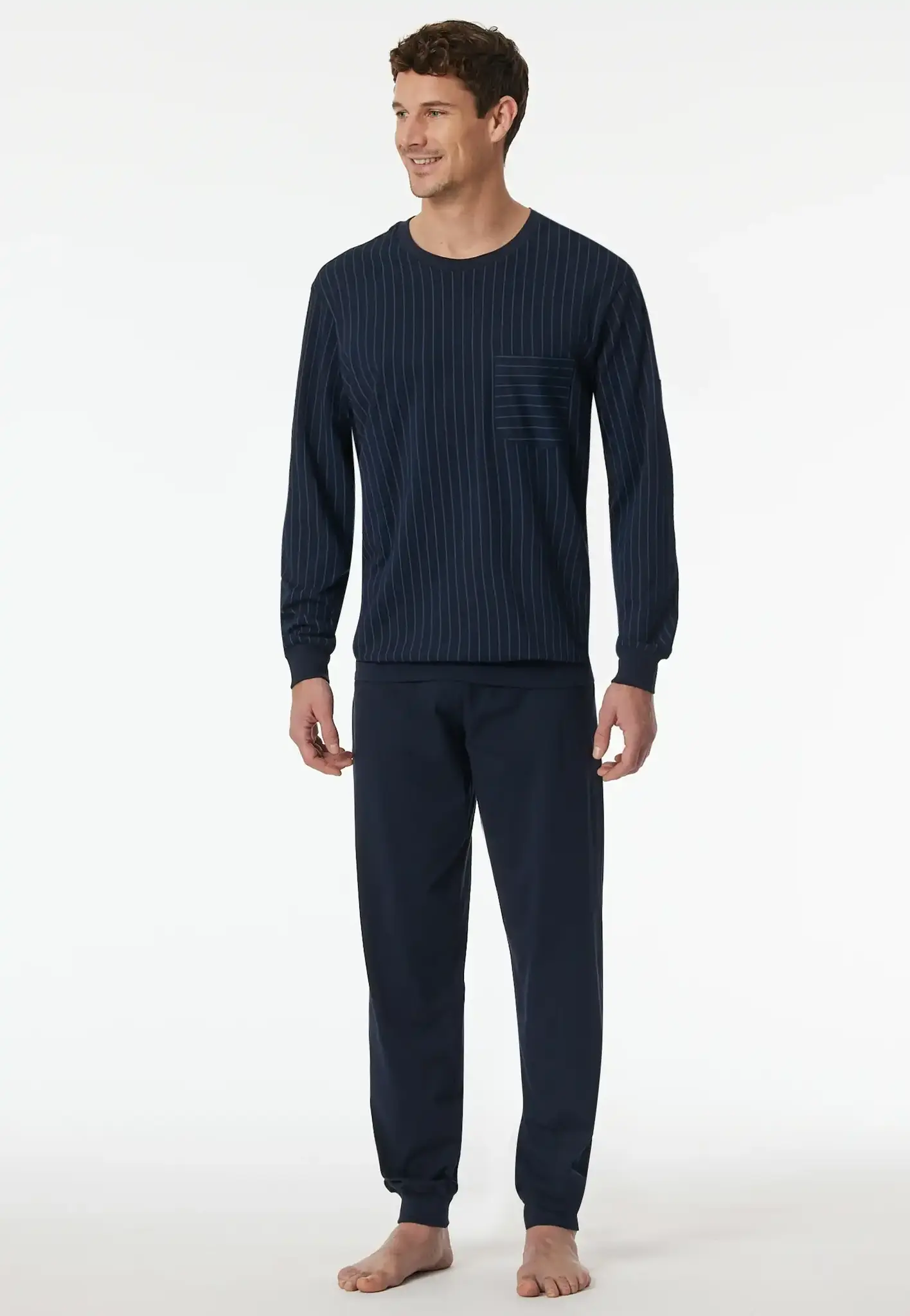 Schiesser heren pyjama extra lang - Donkerblauw - Comfort Essentials