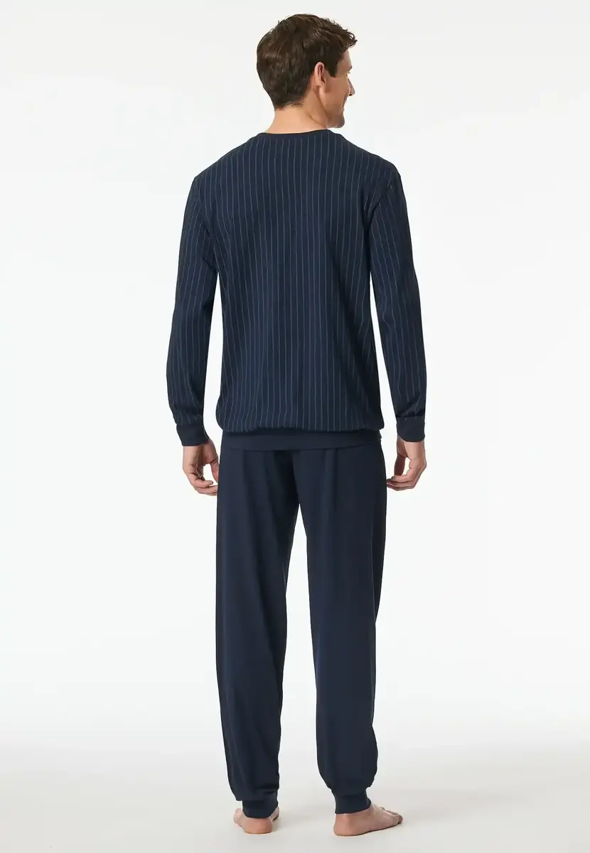 Schiesser heren pyjama extra lang - Donkerblauw - Comfort Essentials