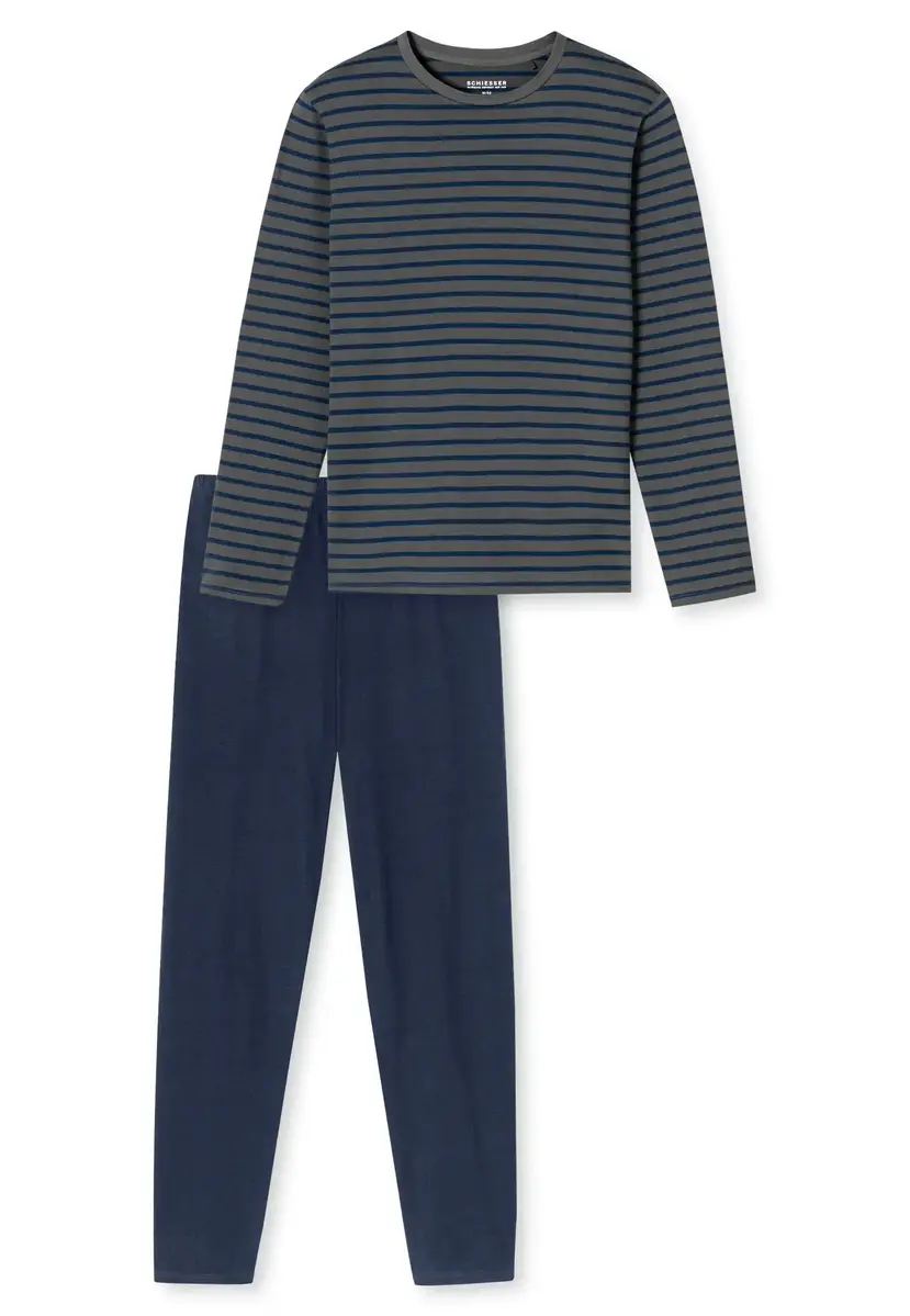 Schiesser heren pyjama extra lang - Antraciet - Casual Essentials Schiesser heren pyjama extra lang - Antraciet - Casual Essentials