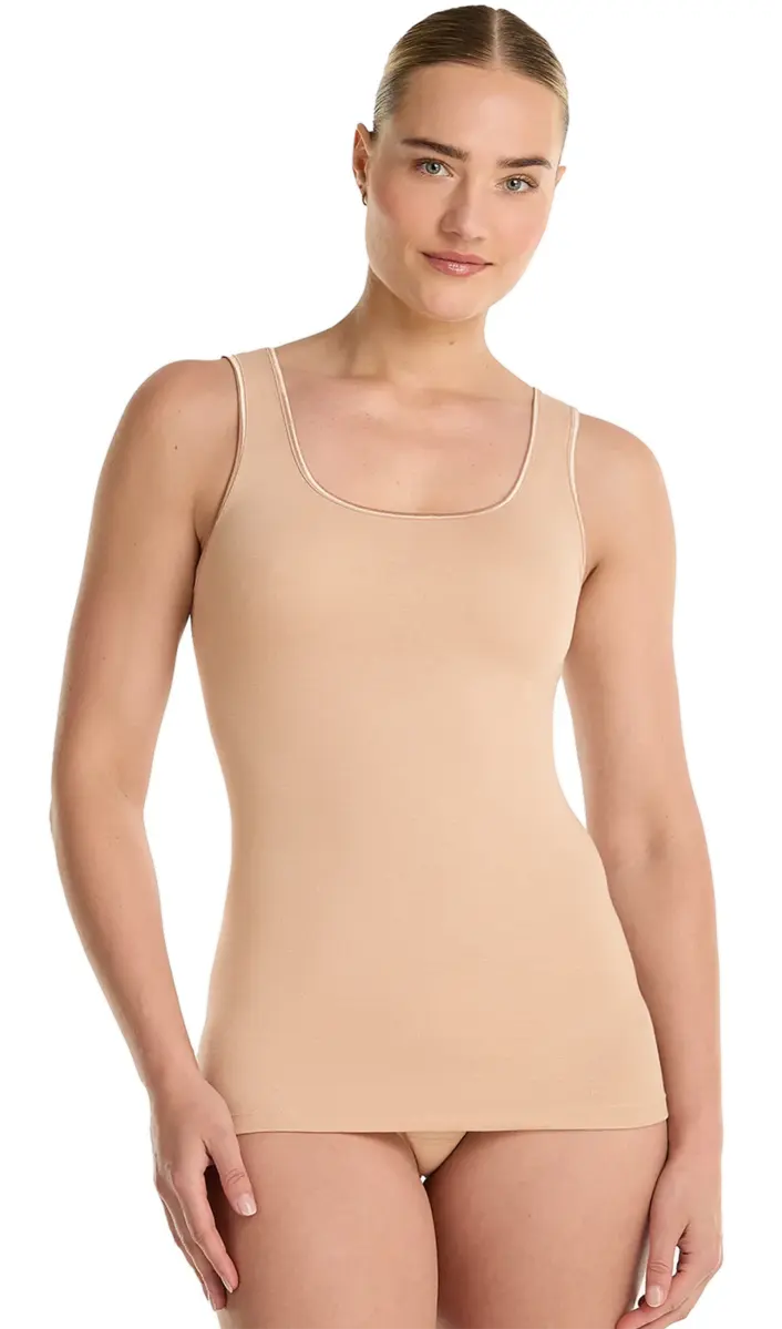 Ten Cate dames singlet / Hemd - 32286 - Biologisch katoenen onderhemd - Brede bandjes - Wit - Zwart - Huidskleur