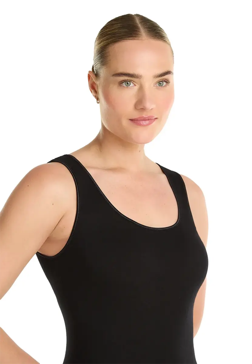Ten Cate dames singlet / Hemd - 32286 - Biologisch katoenen onderhemd - Brede bandjes - Wit - Zwart - Huidskleur