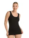 Ten Cate dames singlet / Hemd - 32286 - Biologisch katoenen onderhemd - Brede bandjes - Wit - Zwart - Huidskleur