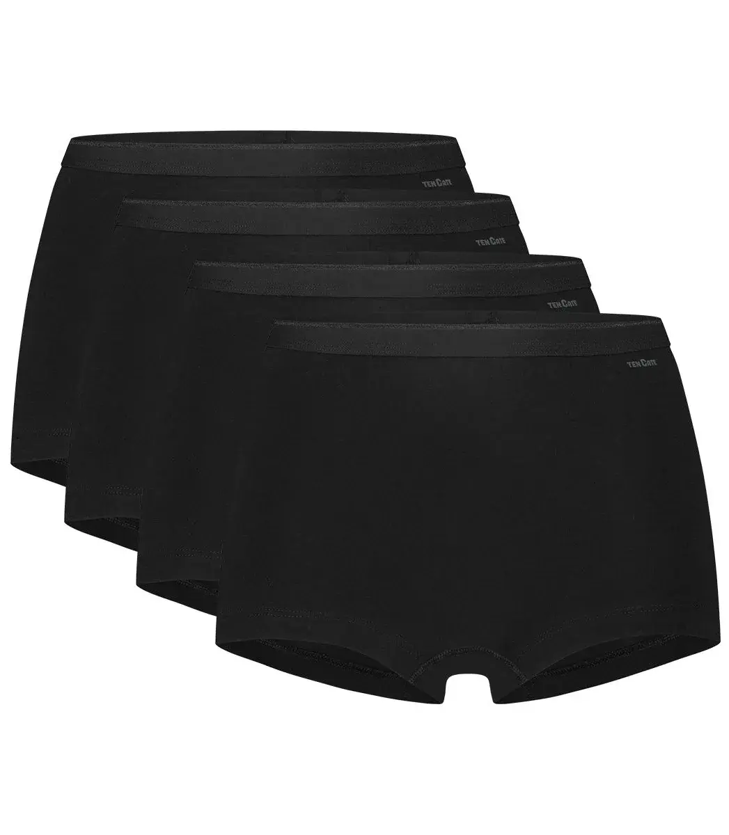 Ten Cate 4-pack Basic dames Shorts Organic - 32419 - Biologisch katoenen ten caten ondergoed dames boxerhorts- Wit - zwart - huidskleur