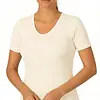 Entex dames thermo T-shirt korte mouw - Diepe ronde hals - Warm Wollen ondershirt