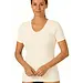Entex dames thermo T-shirt korte mouw - Diepe ronde hals - Warm Wollen ondershirt - Crème