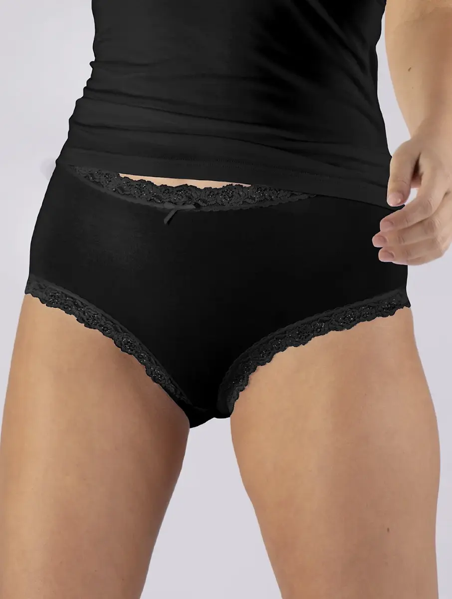 Nina von C 3-pack dames Taille slips - Kanten modal dames onderbroek - Katoenen kruisje