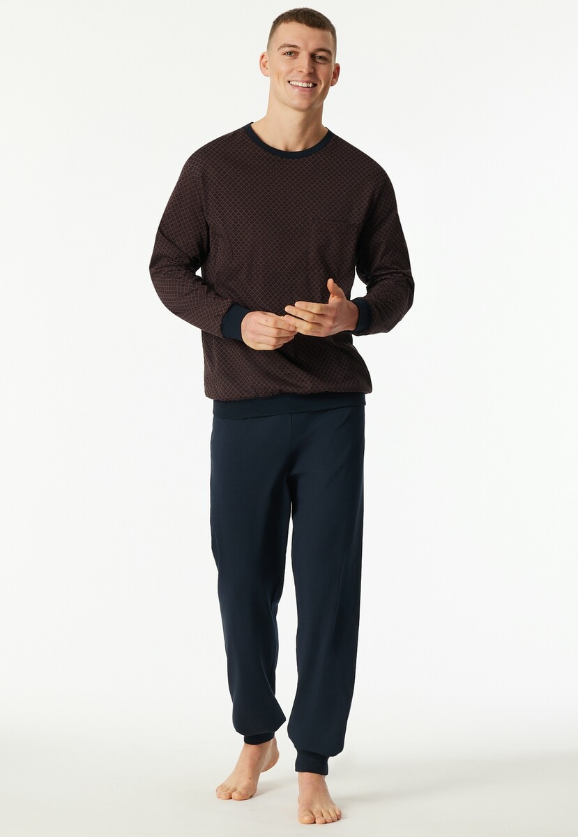 Schiesser pyjama heren Katoen lange mouw- Comfort Essentials - Zonder boordjes