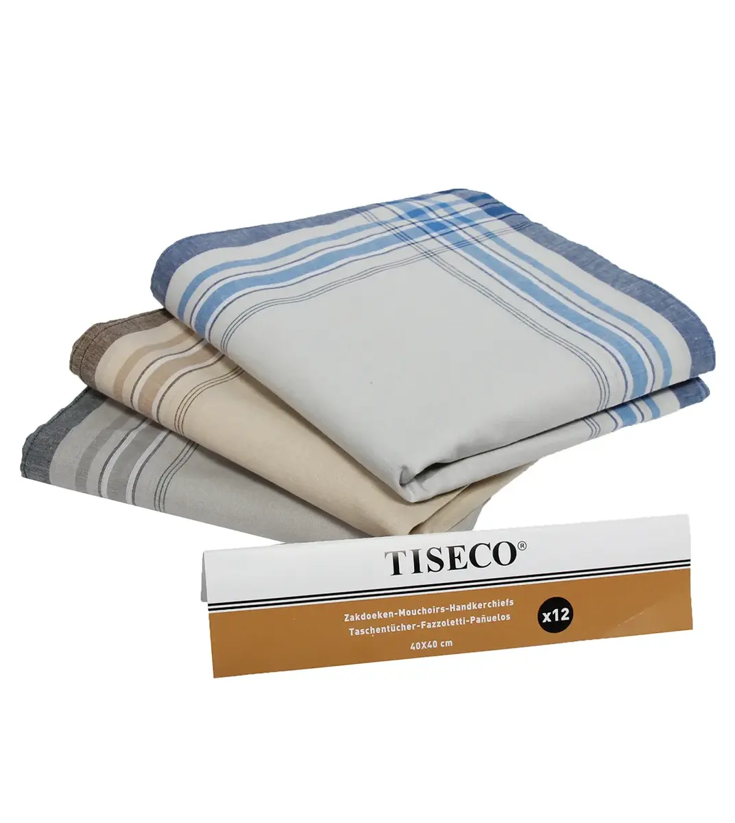 Tiseco 12 stuks heren zakdoeken - Blue Summer