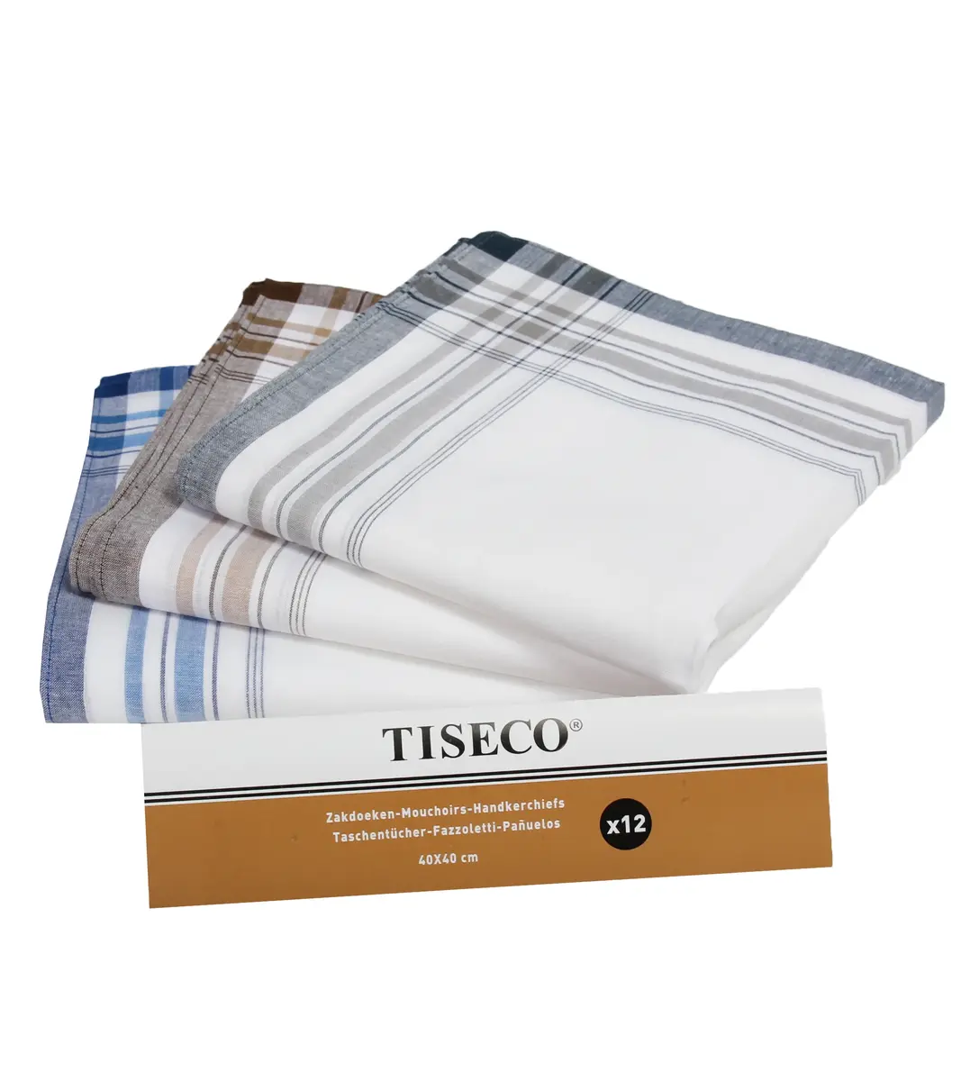 Tiseco12 stuks heren zakdoeken - White Summer 40x40 cm