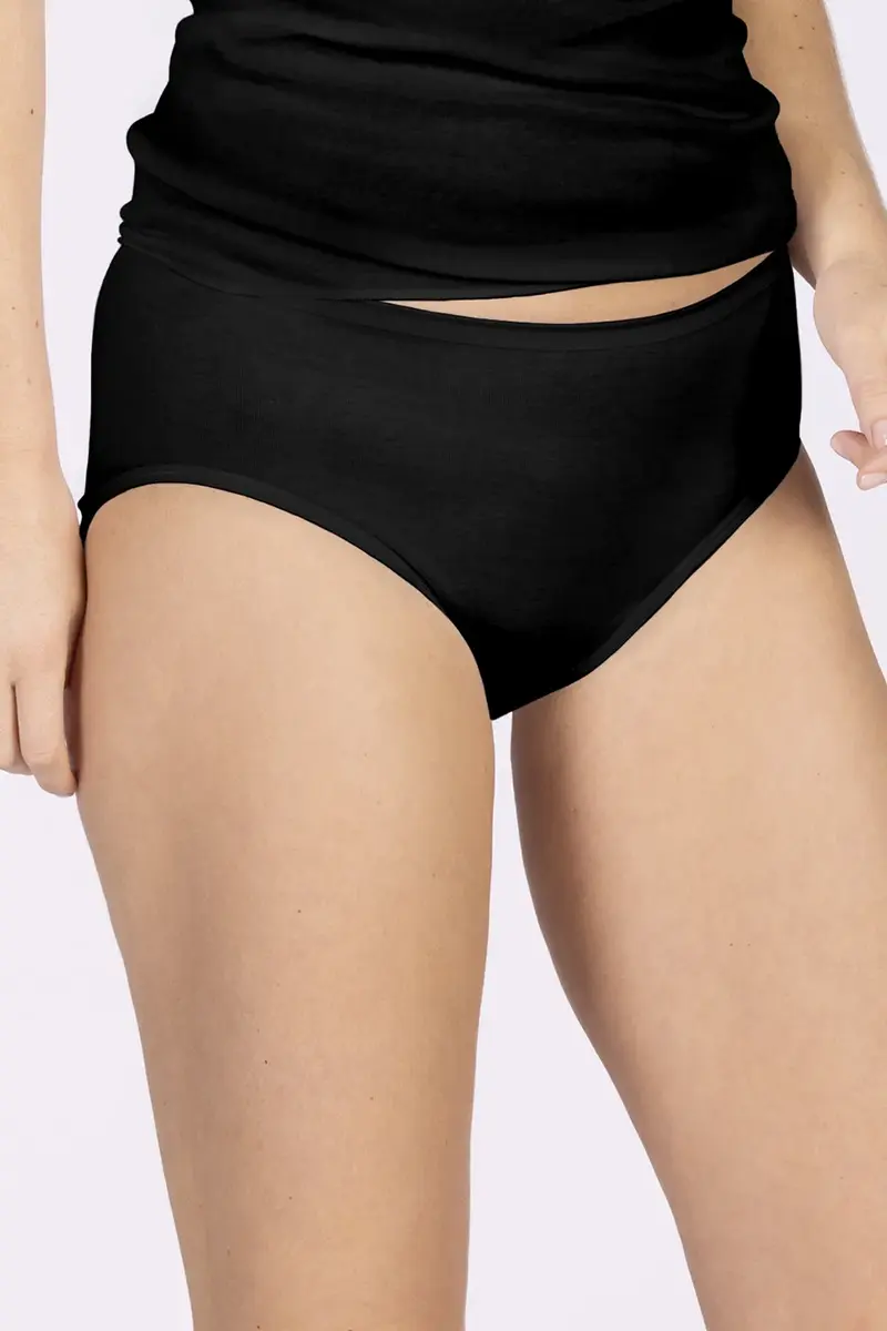 Nina von C dames Heupslip biologisch katoen - Zwart en wit dames midi slip - katoenen ondergoed dames