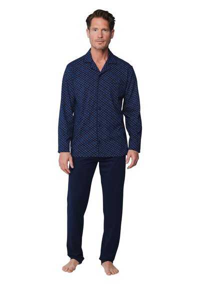 Pastunette Heren Pyjama katoen met knoopsluiting - Donkerblauw Pastunette Heren Pyjama katoen met knoopsluiting - Donkerblauw