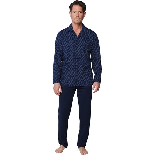 Pastunette Heren Pyjama katoen met knoopsluiting - Donkerblauw Pastunette Heren Pyjama katoen met knoopsluiting - Donkerblauw