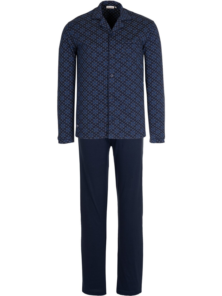 Pastunette Heren Pyjama katoen met knoopsluiting - Donkerblauw
