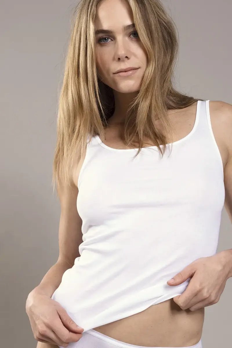 Nina von C dames hemd biologisch katoen  - Singlet - Biologisch -  100% katoen - wit, zwart