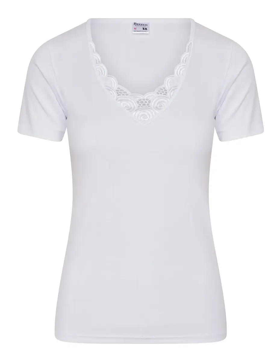 Beeren dames shirt korte mouw Beatrix  - Kanten ondershirt - Naadloos - 100% katoen